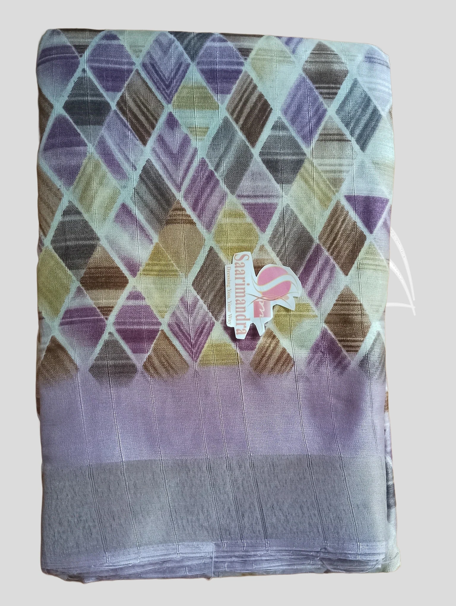 Handloom Printed Saree with Jacquard Border- Sper Star - Purple